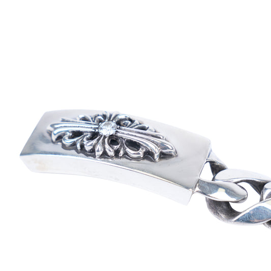 CHROME HEARTS FACTORY DIAMOND FLORAL CROSS ID BRACELET