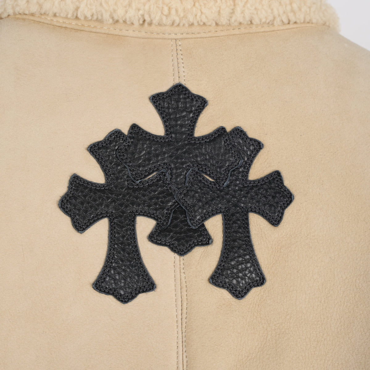 CHROME HEARTS 1 OF 1 CROSS PATCH SHEARLING JACKET