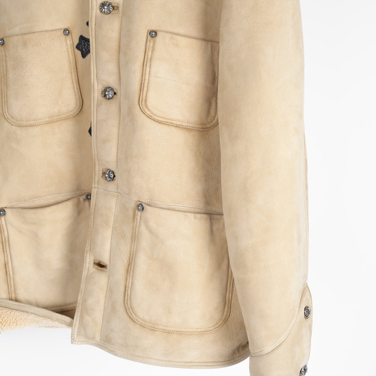 CHROME HEARTS 1 OF 1 CROSS PATCH SHEARLING JACKET