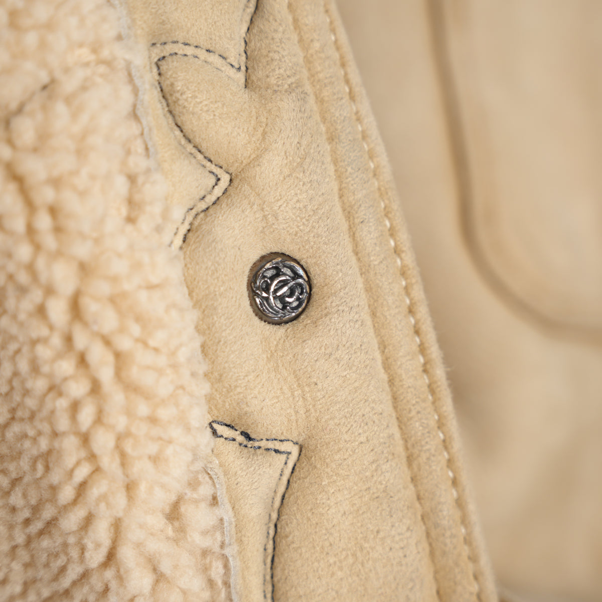 CHROME HEARTS 1 OF 1 CROSS PATCH SHEARLING JACKET