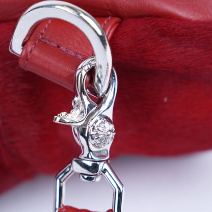 CHROME HEARTS RED MINI PONYHAIR HEART BACKPACK