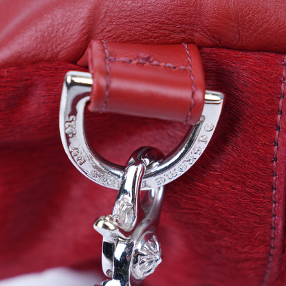 CHROME HEARTS RED MINI PONYHAIR HEART BACKPACK