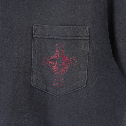 CHROME HEARTS VINTAGE FLORAL CROSS NEW YORK POCKET TEE
