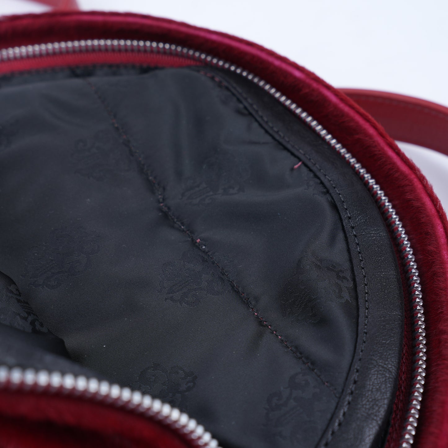 CHROME HEARTS RED MINI PONYHAIR HEART BACKPACK