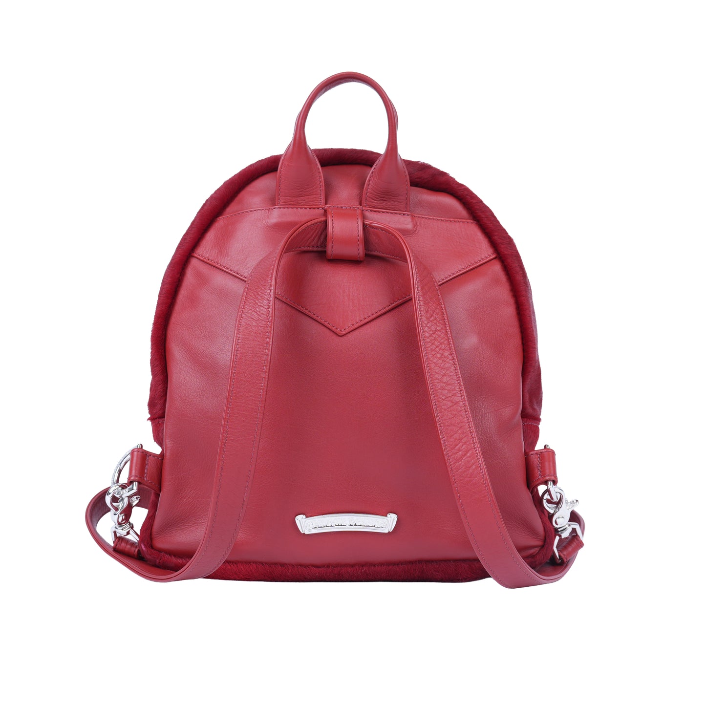 CHROME HEARTS RED MINI PONYHAIR HEART BACKPACK