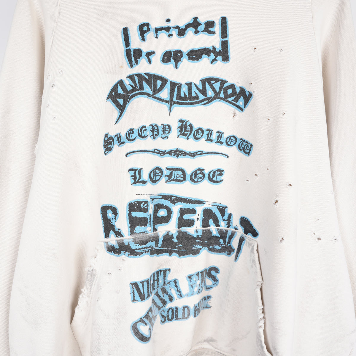 ALEXANDER DIGENOVA WHITE DISTRESSED REPENT HOODIE