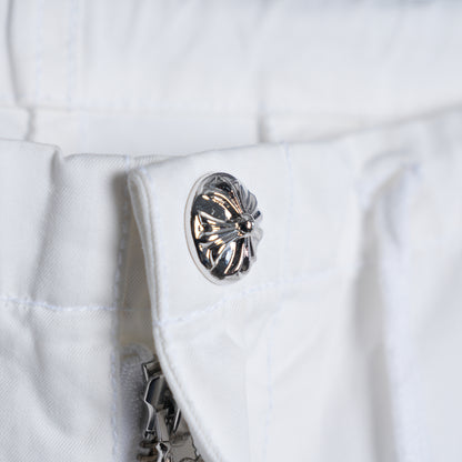 CHROME HEARTS WHITE LUCKY PATCH PARACHUTE PANTS