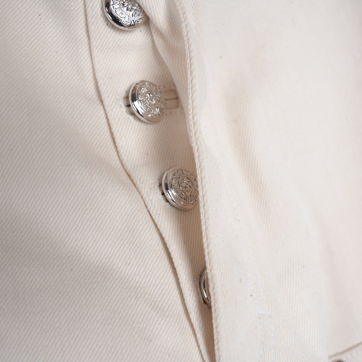 CHROME HEARTS WHITE RHODIUM PLATED DOUBLE KNEE CARPENTER PANTS