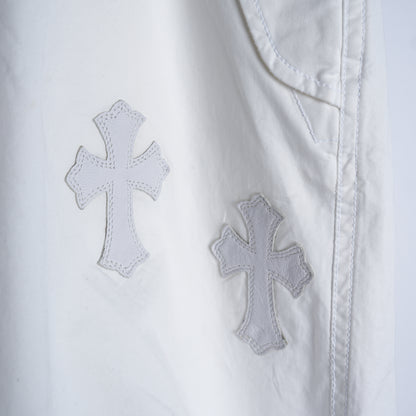 CHROME HEARTS WHITE LUCKY PATCH PARACHUTE PANTS