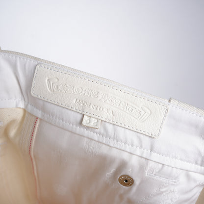 CHROME HEARTS WHITE RHODIUM PLATED DOUBLE KNEE CARPENTER PANTS