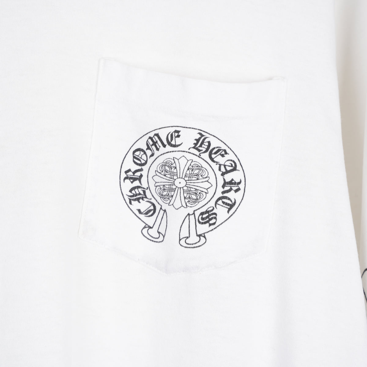 CHROME HEARTS VINTAGE WHITE HORSESHOE FLORAL CROSS POCKET LONG SLEEVE