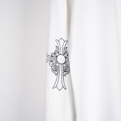 CHROME HEARTS VINTAGE WHITE HORSESHOE FLORAL CROSS POCKET LONG SLEEVE