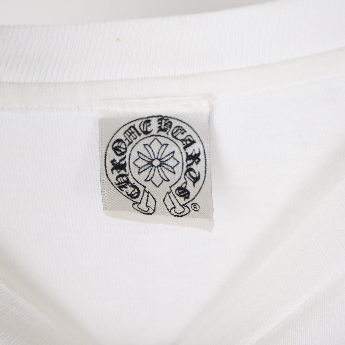 CHROME HEARTS VINTAGE WHITE HORSESHOE FLORAL CROSS POCKET LONG SLEEVE
