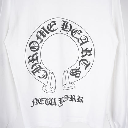 CHROME HEARTS VINTAGE WHITE HORSESHOE FLORAL CROSS POCKET LONG SLEEVE