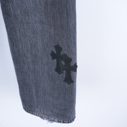 CHROME HEARTS BLACK LEVI CROSS PATCH JEANS