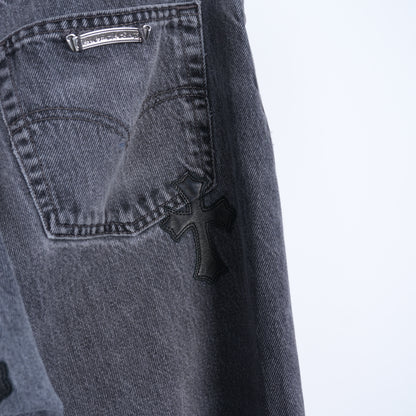 CHROME HEARTS BLACK LEVI CROSS PATCH JEANS