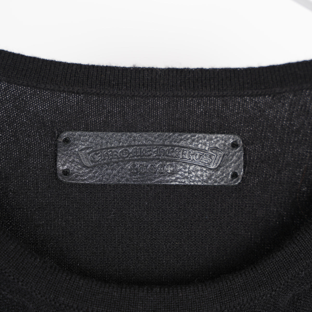CHROME HEARTS FULL CASHMERE EMBROIDERED CROSS SLEEVE SWEATER