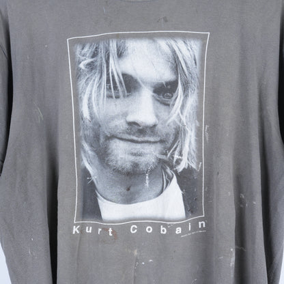Vintage Kurt Cobain Faded Grey Portrait T-Shirt
