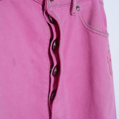 CHROME HEARTS PINK SEX RECORDS CROSS PATCH JEANS