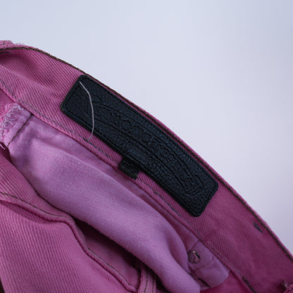 CHROME HEARTS PINK SEX RECORDS CROSS PATCH JEANS