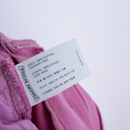 CHROME HEARTS PINK SEX RECORDS CROSS PATCH JEANS