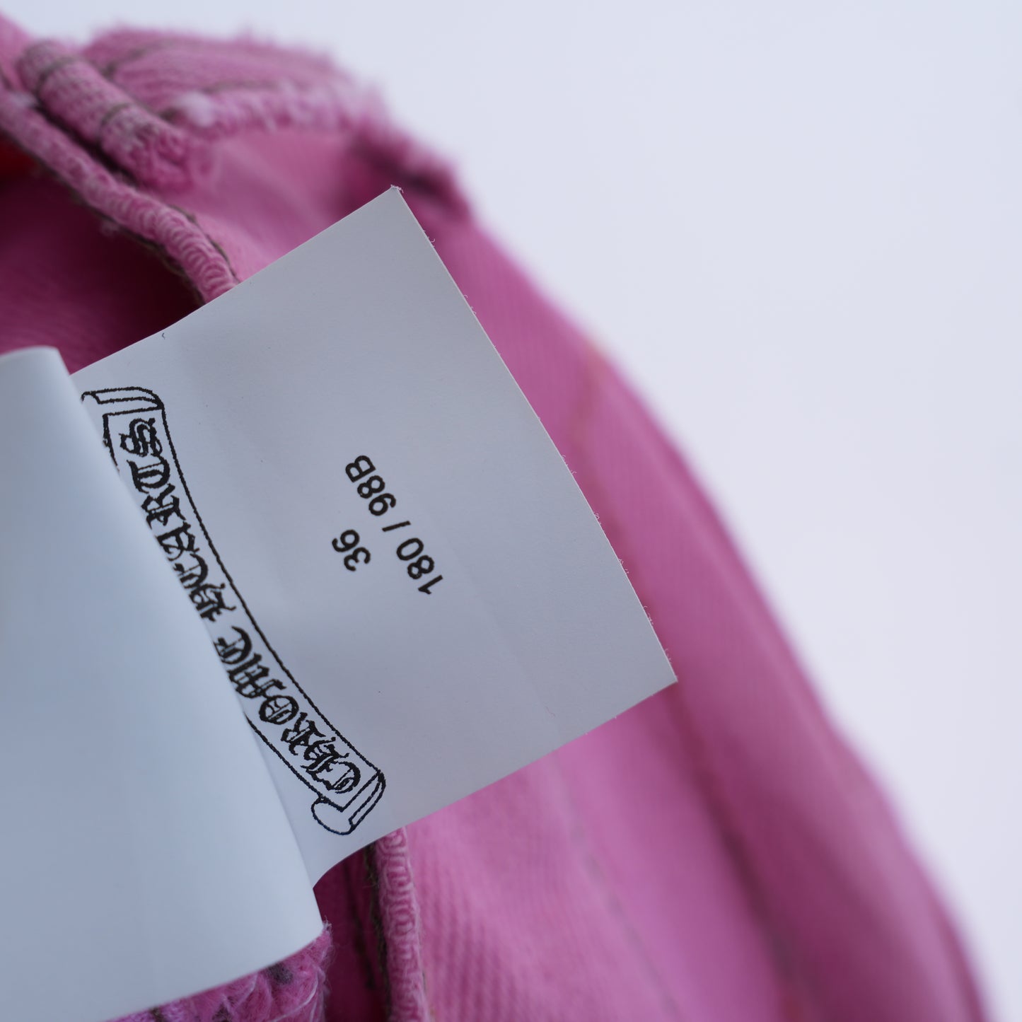 CHROME HEARTS PINK SEX RECORDS CROSS PATCH JEANS