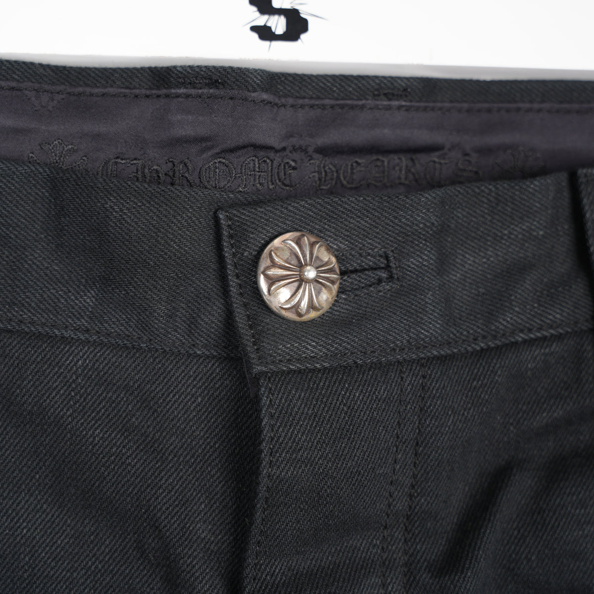CHROME HEARTS BLACK KS CUT SELVEDGE DENIM