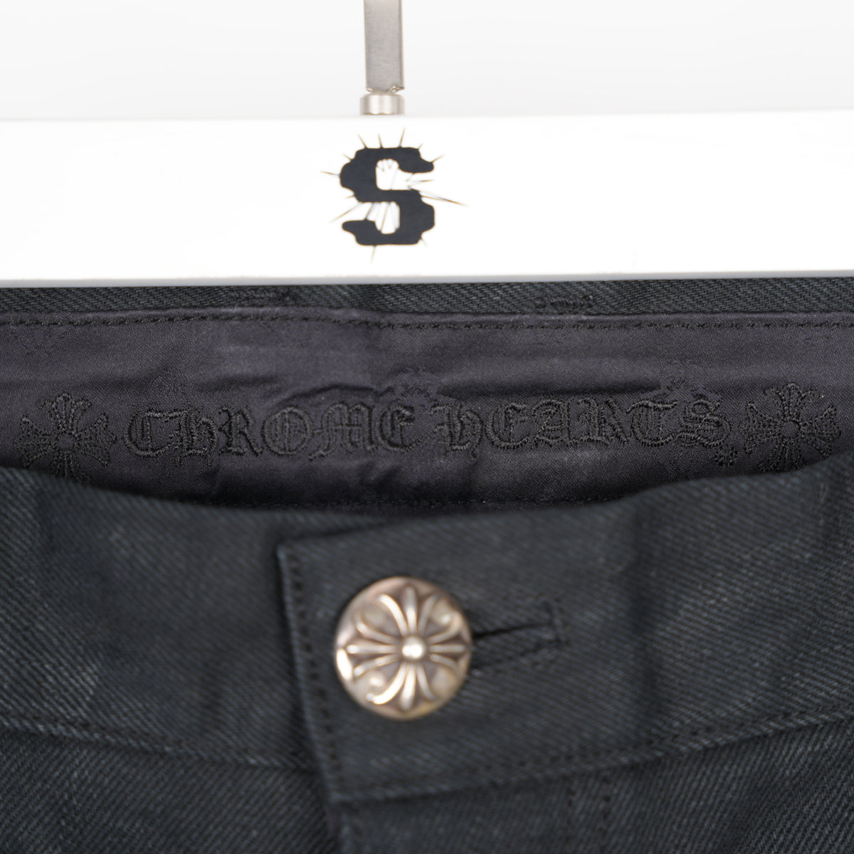 CHROME HEARTS BLACK KS CUT SELVEDGE DENIM