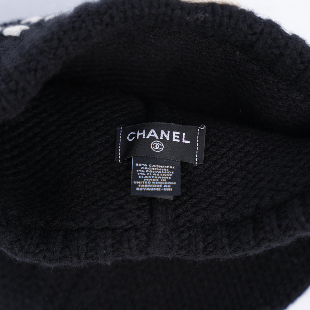 CHANEL KNITTED LOGO BEANIE