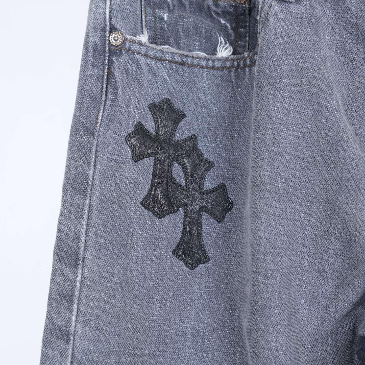 CHROME HEARTS X GALLERY DEPT. CROSS PATCH LEVI'S DENIM PANTS