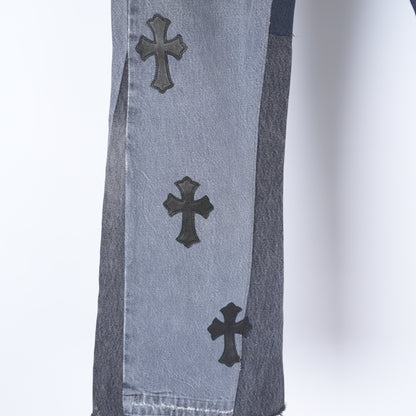 CHROME HEARTS X GALLERY DEPT. CROSS PATCH LEVI'S DENIM PANTS
