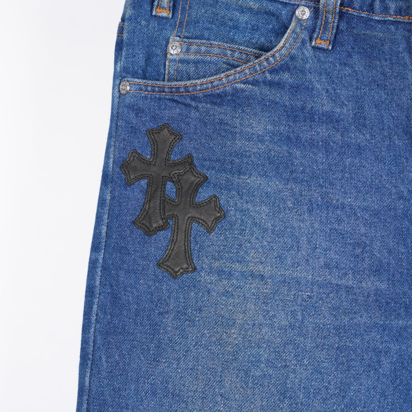CHROME HEARTS BLACK PATCH DARK WASH LEVIS 517
