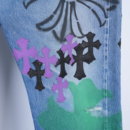 CHROME HEARTS BLUE STENCIL JEAN