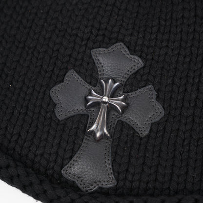 CHROME HEARTS CROSS PATCH BEANIE WITH CROSS HARDWARE