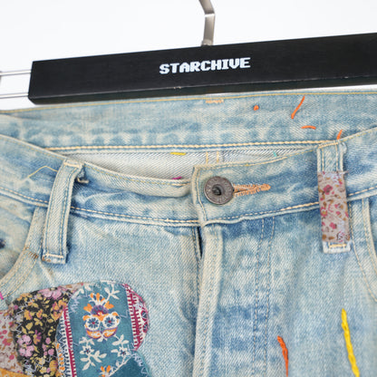 KAPITAL EL PASO FLARED PATCHWORK 14OZ DENIM