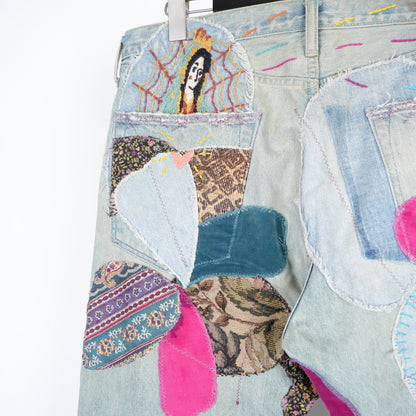 KAPITAL EL PASO FLARED PATCHWORK 14OZ DENIM