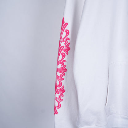 CH WHITE FLORAL HOT PINK HOODIE