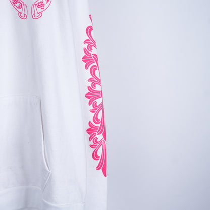 CH WHITE FLORAL HOT PINK HOODIE