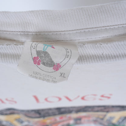 VINTAGE THRASHED BOXY JESUS LOVES YOU LAST SUPPER T-SHIRT