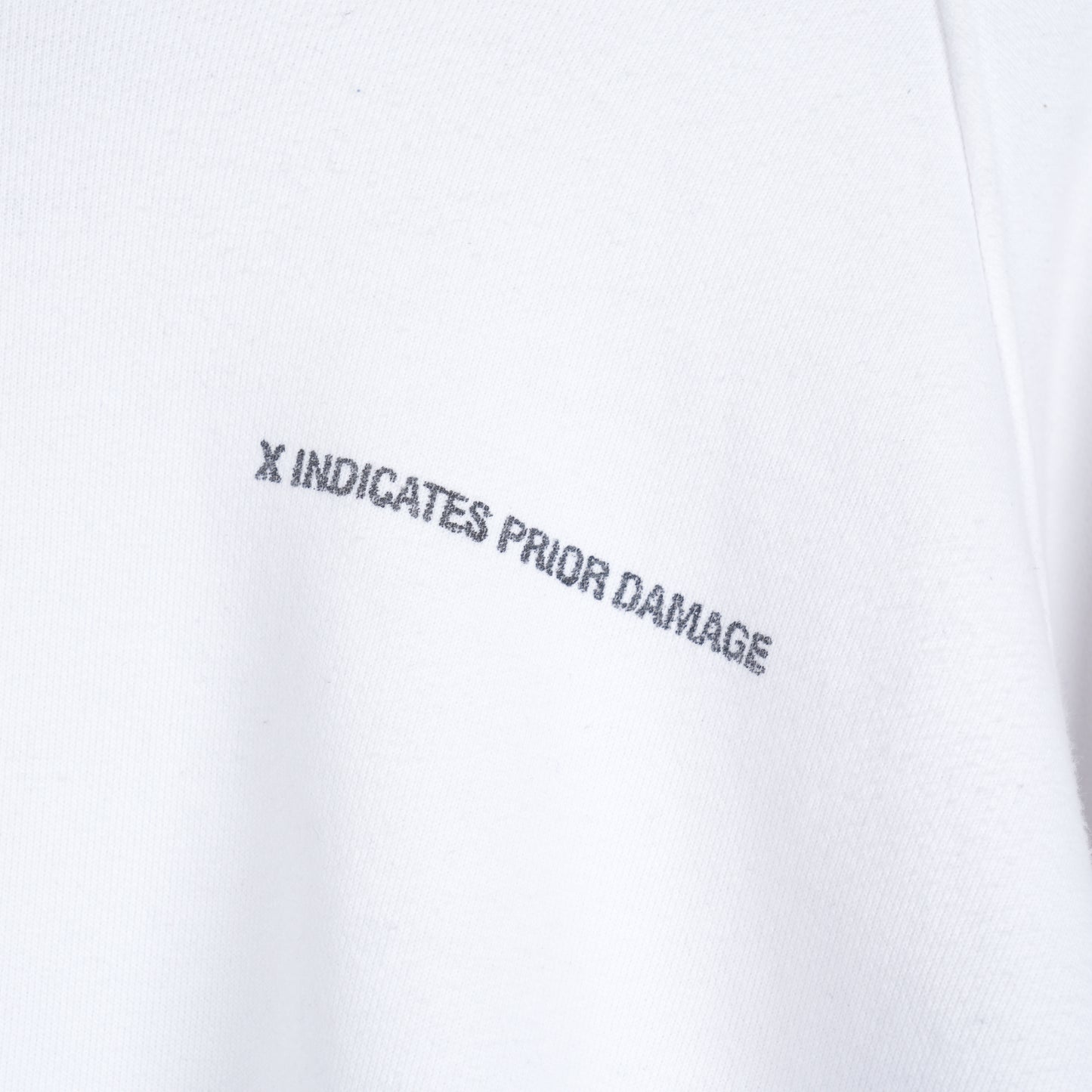 ERD X INDICATES PRIOR DAMAGE WHITE HOODIE