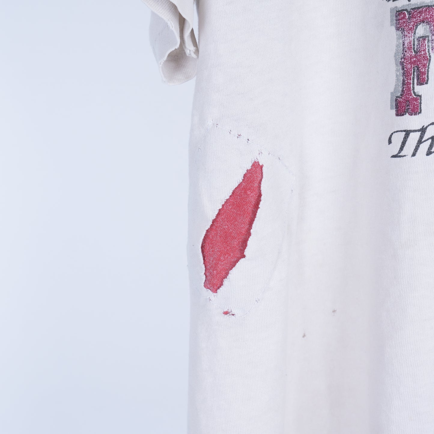 VINTAGE THRASHED JESUS FATHER FORGIVE THEM FADED WHITE T-SHIRT