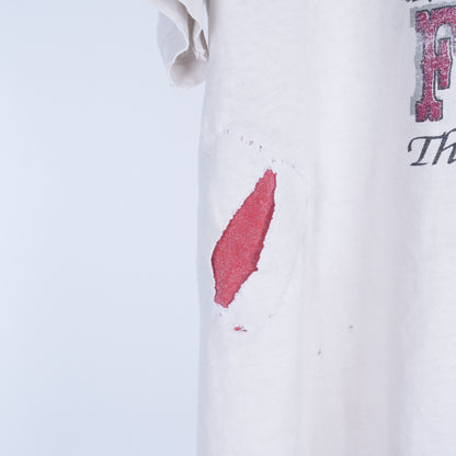 VINTAGE THRASHED JESUS FATHER FORGIVE THEM FADED WHITE T-SHIRT