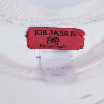 VINTAGE THRASHED JESUS FATHER FORGIVE THEM FADED WHITE T-SHIRT