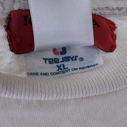 VINTAGE THRASHED JESUS FATHER FORGIVE THEM FADED WHITE T-SHIRT