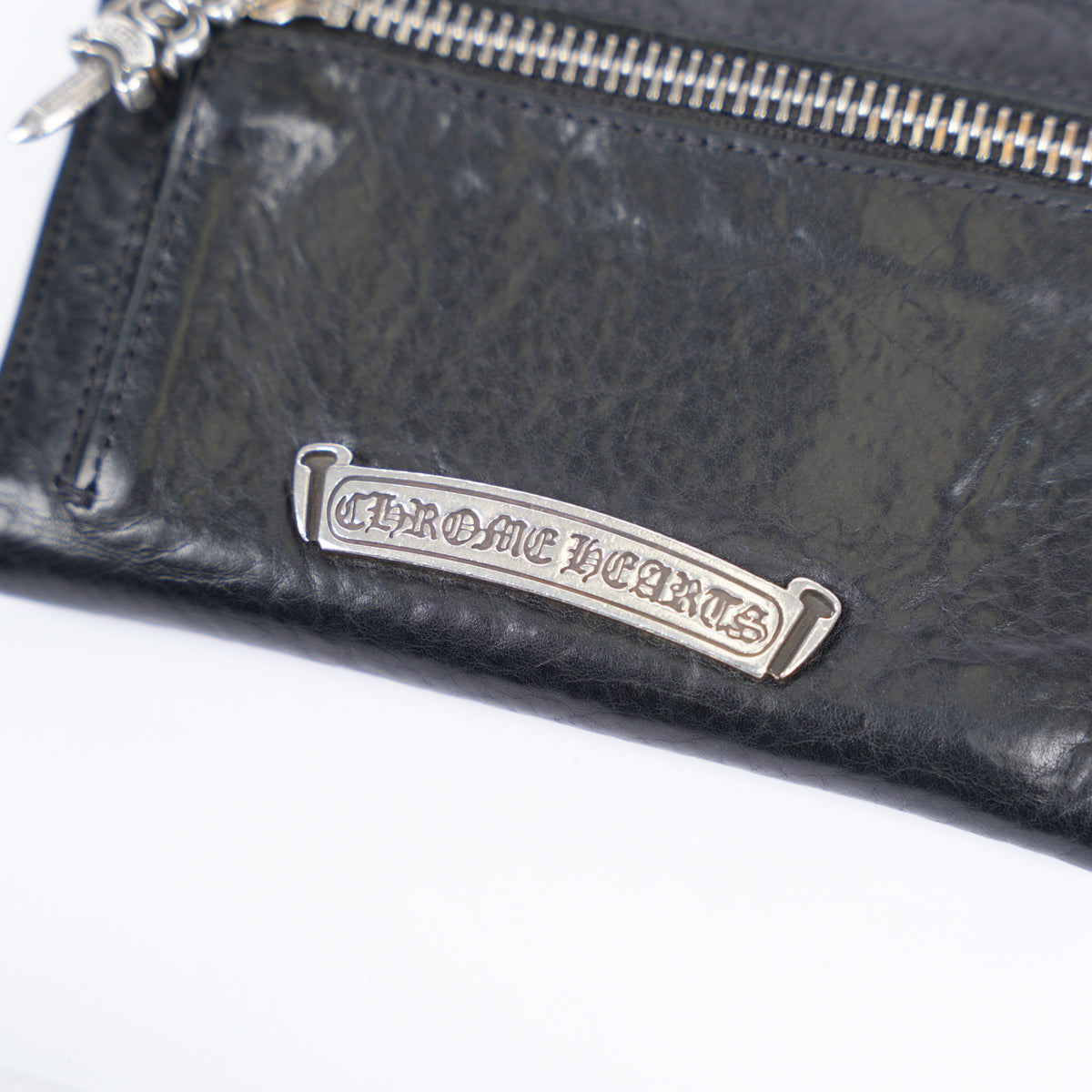 CHROME HEARTS BLACK TRIPLE FOLD SNAP WALLET