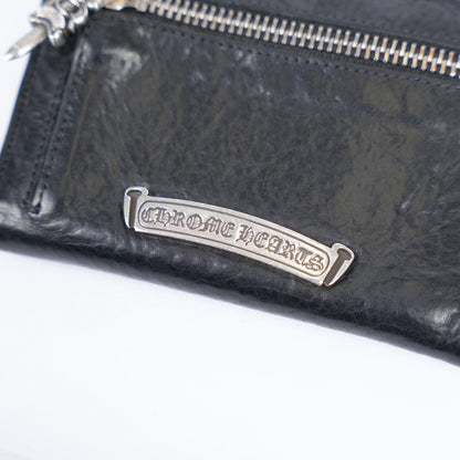 CHROME HEARTS BLACK TRIPLE FOLD SNAP WALLET