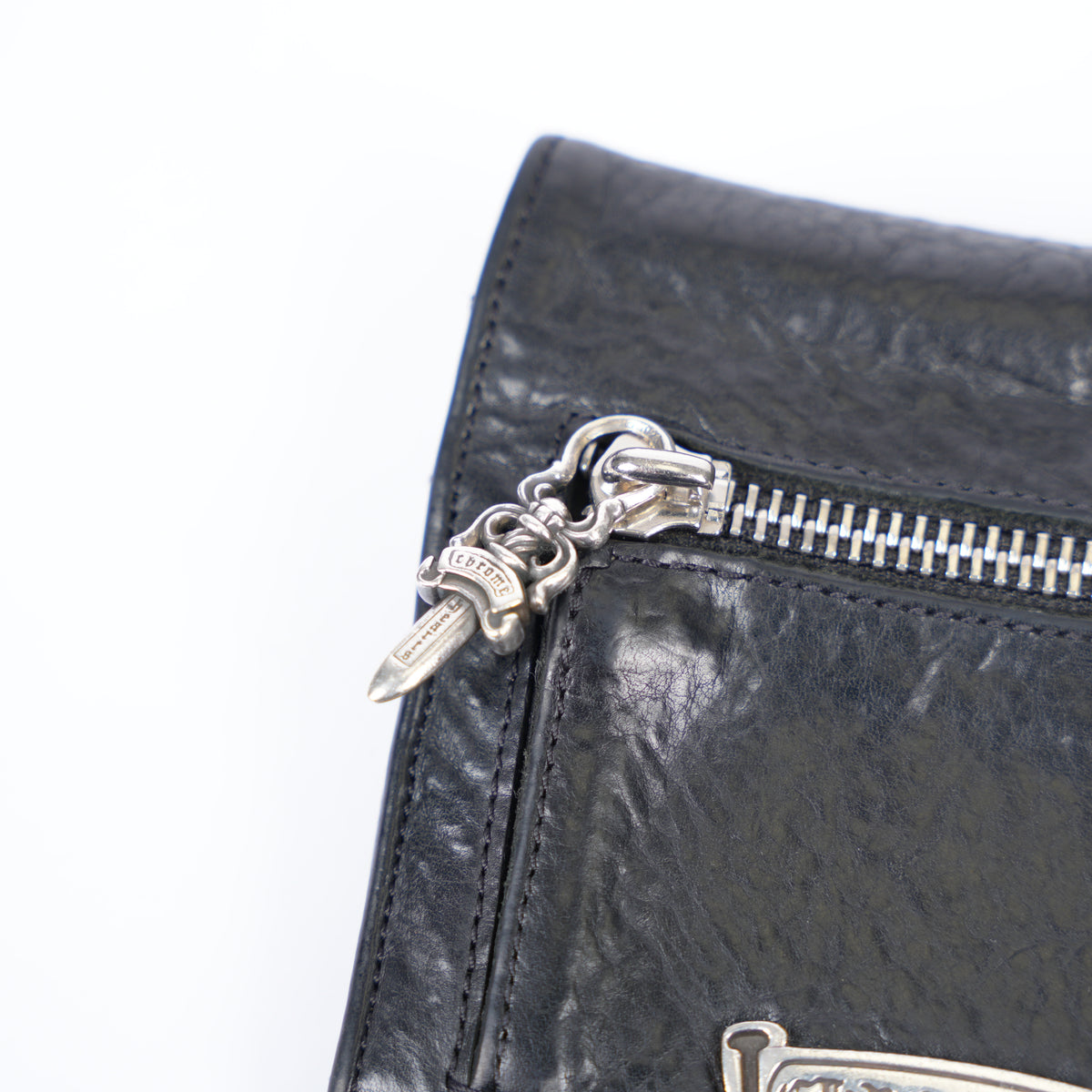CHROME HEARTS BLACK TRIPLE FOLD SNAP WALLET