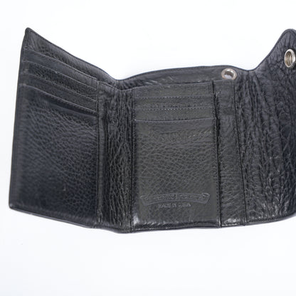 CHROME HEARTS BLACK TRIPLE FOLD SNAP WALLET