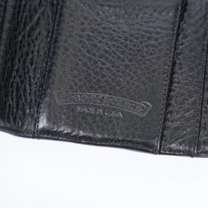 CHROME HEARTS BLACK TRIPLE FOLD SNAP WALLET