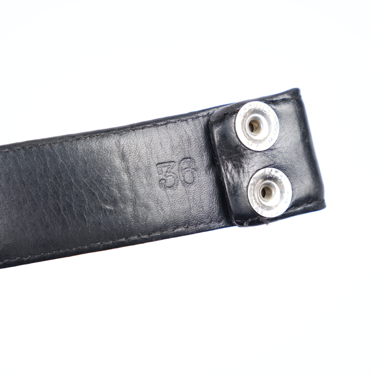 CHROME HEARTS BLACK LEATHER STRAP SZ 36